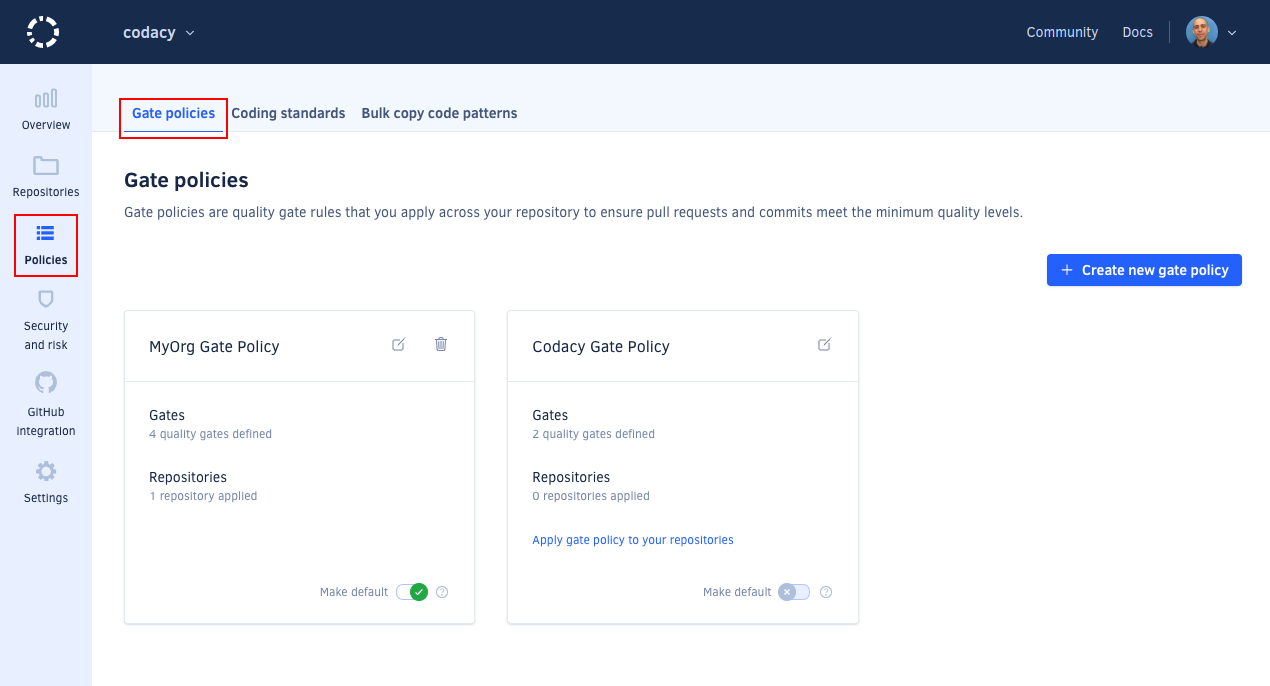 Organization-level gate policies