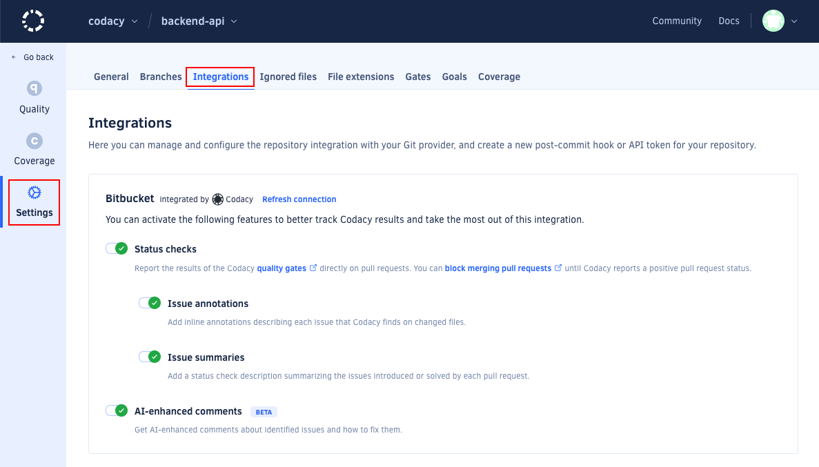 Bitbucket integration