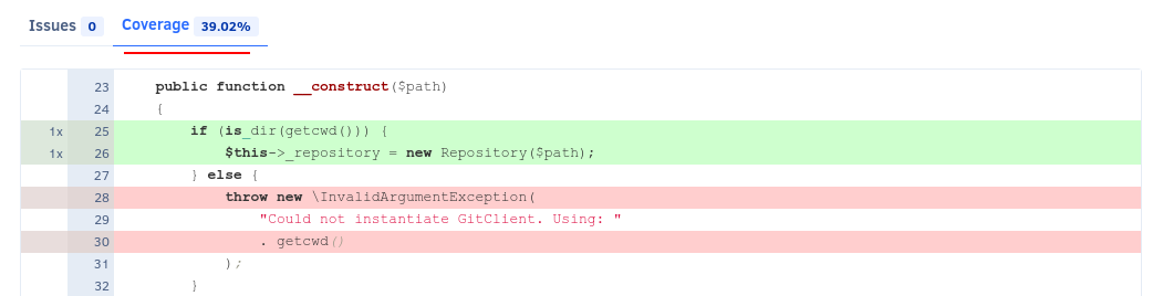 Coverage information for a file